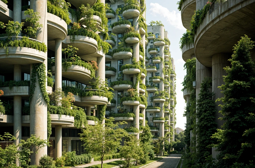 Green buildings lining the city streets.