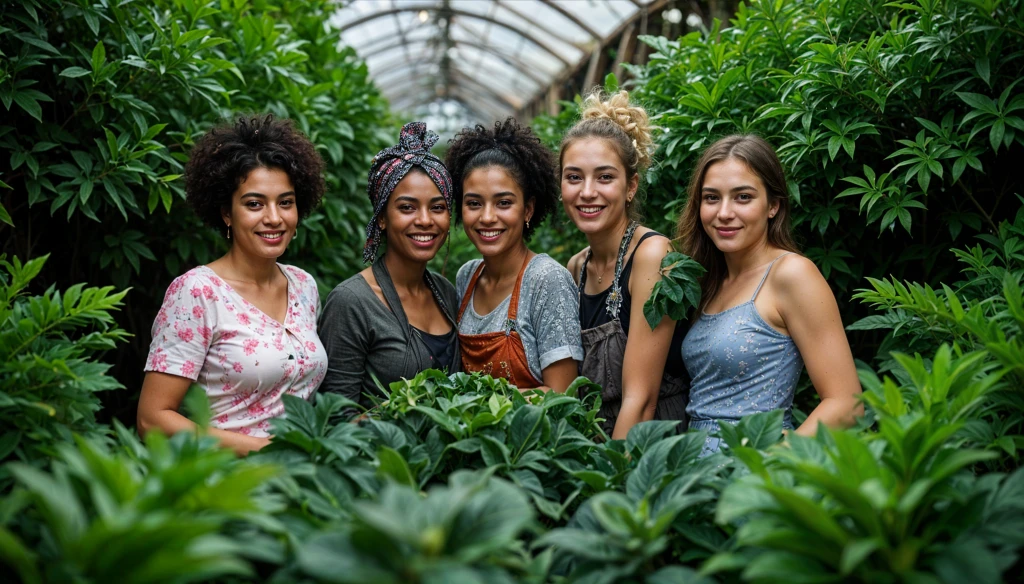 Women working together in a community food garden.
