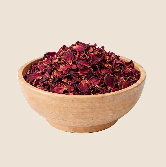 A bowl of dried rose petals